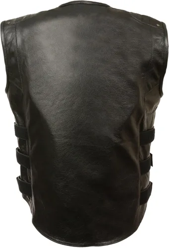 Vista 2 de Chaleco de cuero para hombre, estilo SWAT, estilo de equipo, color negro