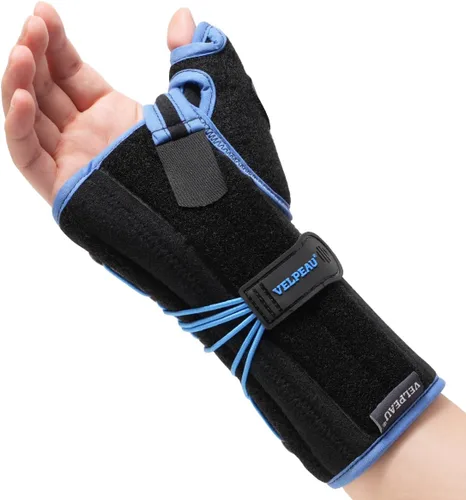 Vista 7 de Muñequera Velpeau para túnel carpiano con estabilizador de pulgar y soporte nocturno, estabiliza la articulación del pulgar de la muñeca, alivio