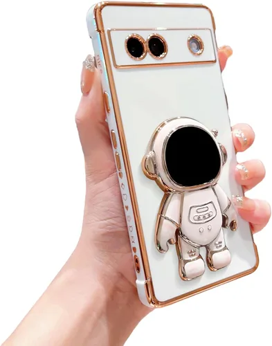 Vista 21 de phylla Funda para teléfono para Google Pixel 7A 6.1" 5g, Funda de teléfono con soporte astronauta chapado de lujo con patrón lateral pequeño
