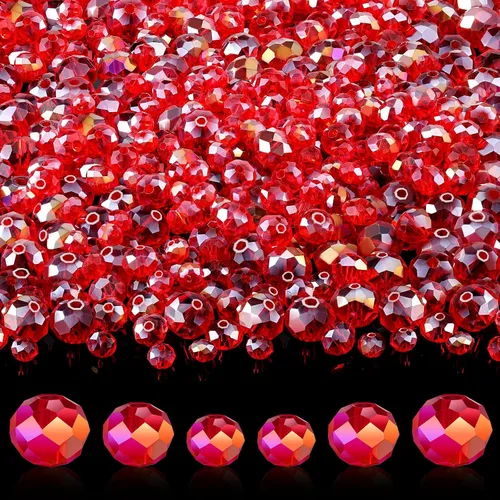Vista 14 de 600 cuentas facetadas de cristal, cuentas de piedras preciosas, sueltas para hacer manualidades de joyería de 0.315, 0.236, 0.157 pulgadas (color AB)
