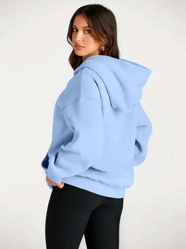 Vista 159 de Trendy Queen - Sudaderas extragrandes con capucha para mujer, suéteres de manga larga, sin botones, de vellón, de otoño, ropa de invierno