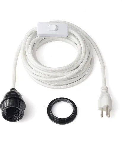 Vista 9 de BRIGHTTIA Lámpara colgante de swag negra enchufable – Pantalla de lámpara lista para colgar E26 enchufe roscado con juego de cable de 15 pies e