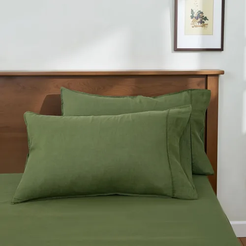 Vista 19 de S VICTORY SYMBOL Juego de 2 fundas de almohada 100 % lino natural francés de 20 x 30 pulgadas, fundas de almohada suaves y duraderas, color verde