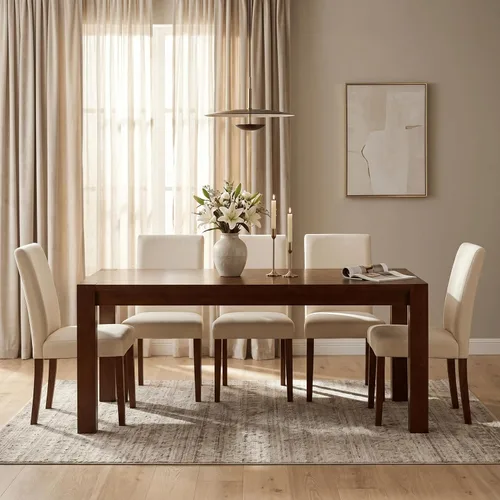 Vista 10 de NTC Block - Mesa de comedor moderna de 55 pulgadas, mesa rectangular para comedor, muebles de sala de estar, montaje sin esfuerzo, negro quemado