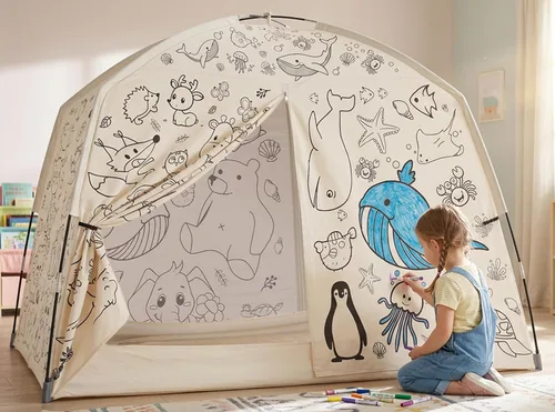Vista 13 de Tienda de campaña con cama individual para niños y adultos, tiendas de 2-Caqui