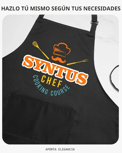 Vista 8 de Syntus Chef Apron for Men Women Kitchen Cooking Apron with Pockets, Adjustable Bib Aprons Stain Resistant