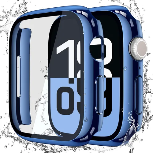 Vista 13 de Misxi Paquete de 2 fundas impermeables con botón diseñadas para Apple Watch Series 3 Series 2 de 38mm, funda rígida de policarbonato anticaídas