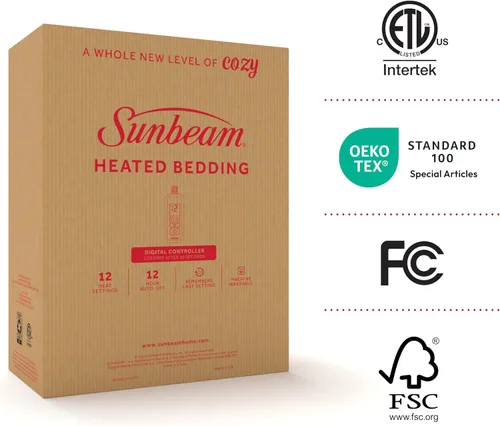 Vista 11 de Sunbeam Electric Royal Luxe - Manta térmica de microfelpa de sherpa inversa, 12 ajustes de calor, apagado automático seleccionable de 12 horas