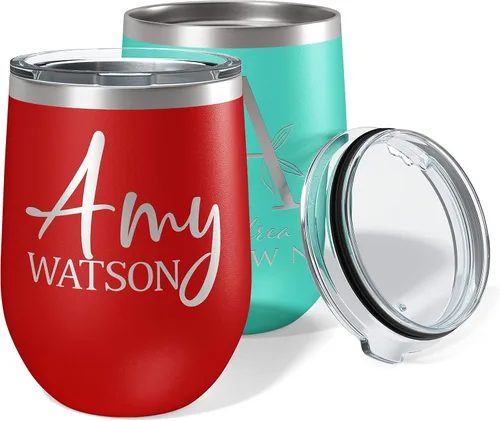 Vista 10 de Regalos para el Día de la Madre para mamá, vaso de vino personalizado con tapa, 12 onzas, negro, regalos personalizados para mujeres, vasos aislados