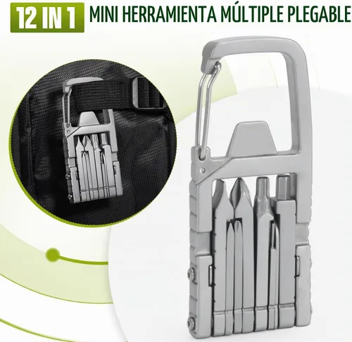 Vista 2 de Generic 12 en 1 Llavero Multiherramienta Destornillador con Puntas Plegables Herramienta Multifuncional Abrebotellas Herramienta de Bolsillo