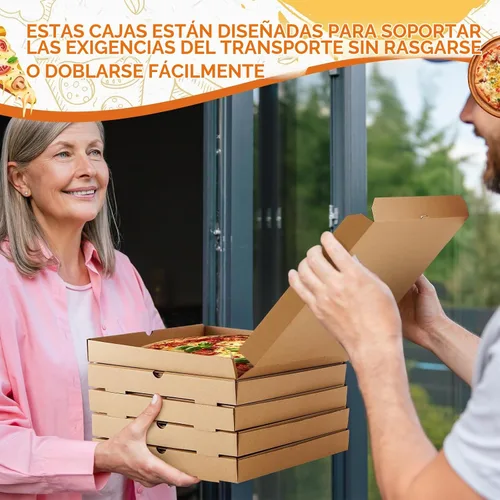 Vista 4 de Fullhawl 10 cajas de pizza de 14 x 14 pulgadas, caja de pizza corrugada marrón, resistente a la grasa, cajas de embalaje para tartas caseras