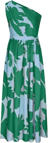 Vista 4 de Vestidos tropicales para mujer, sexy, de un hombro, sin mangas, maxi vestido de verano con cintura cruzada, plisado, vestido largo de fiesta