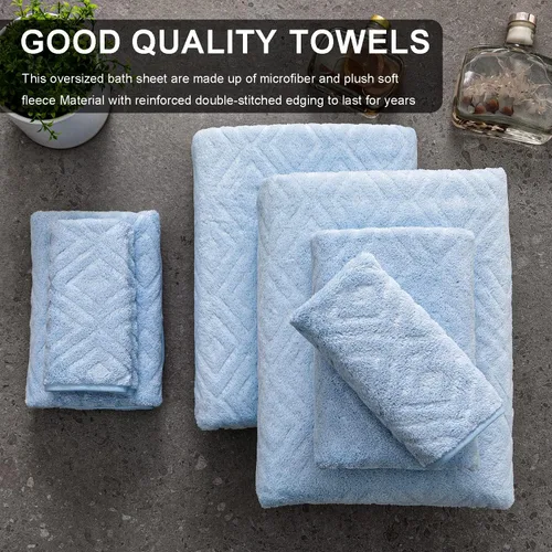 Vista 6 de Ferdilan Juego de 8 toallas de baño extra grandes, 2 toallas de baño de gran tamaño (35 x 70 pulgadas), 2 toallas de mano, 4 toallas para la cara