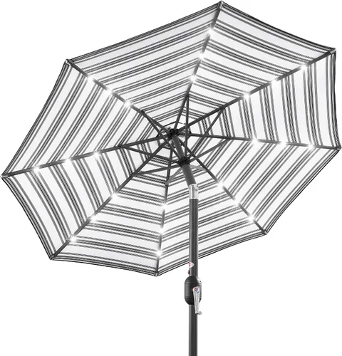 Vista 28 de Best Choice Products Sombrilla de Patio Solar de Poliéster con Luz LED de 10 pies con Ajuste de Inclinación y Tela Resistente a los Rayos UV - Gris