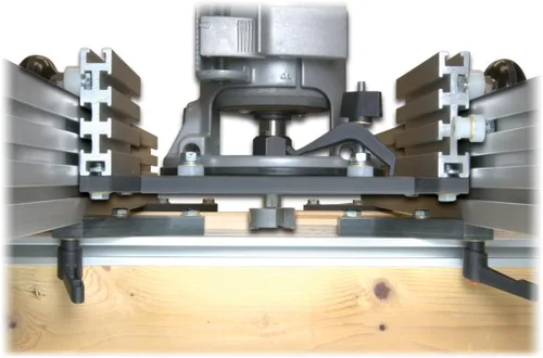 Vista 4 de Woodhaven Trineo de cepillado , modelos de capacidad de 27" a 86", rieles ultra pista, placa nodrill incluida
