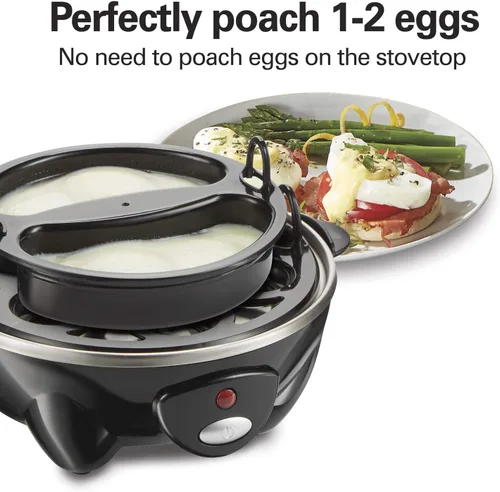 Vista 4 de Hamilton Beach 3-en-1 Cocedor de Huevos Eléctrico para Huevos Duros, Escalfador, Fabricante de Tortillas y Vaporizador de Vegetales, Capacidad