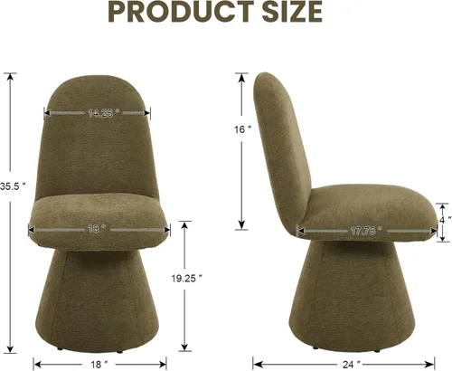 Vista 2 de DUOMAY Juego de 2 sillas de comedor giratorias de 360°, modernas de mediados de siglo, tapizadas con respaldo alto, base giratoria silenciosa, silla
