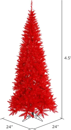 Vista 2 de Vickerman Árbol de Navidad artificial delgado de abeto rojo de 4.5 pies sin luz, decoración interior de temporada para el hogar