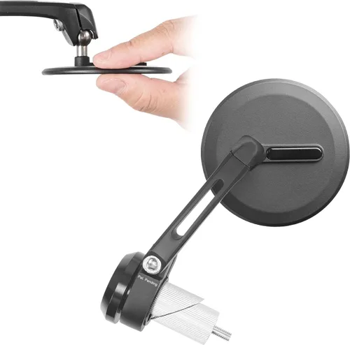 Vista 12 de KiWAV Espejos de extremo de barra de motocicleta Ojo Negro compatible con manillar roscado M6