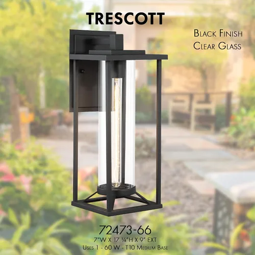Vista 6 de Minka Lavery Farmhouse 72473-66 Trescott - Farol de pared exterior para exteriores, 1 luz de 60 vatios, color negro