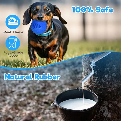 Vista 3 de petizer Bolas para Perros con Pispito de 3" para Masticadores Agresivos, Bola Estimula Mordida Duradera e Interactiva con Picos, Juguete
