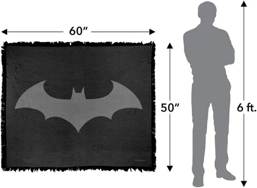 Vista 2 de LOGOVISION Manta de Batman, 50 x 60 pulgadas, con logotipo de Hush, tejido de mezcla de algodón, manta con flecos