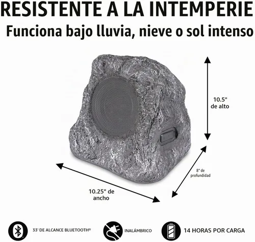Vista 3 de Victrola Altavoz Rock al Aire Libre (Par) – Altavoces Bluetooth al Aire Libre Recargables IPX4 para Jardín, Patio, Construidos para Todas