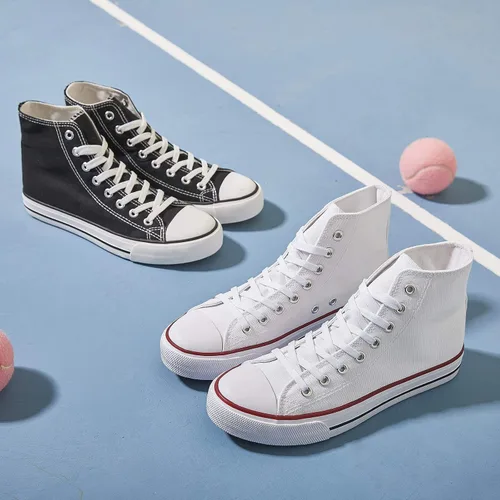 Vista 4 de yageyan Tenis de lona para mujer, con cordones, estilo casual, clásicos