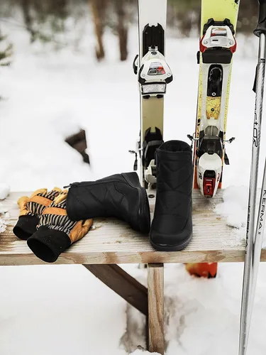 Vista 6 de TEMOFON Botas de nieve impermeables para mujer botines cálidos de invierno con forro de piel, botas antideslizantes cortas y cómodas para exteriores