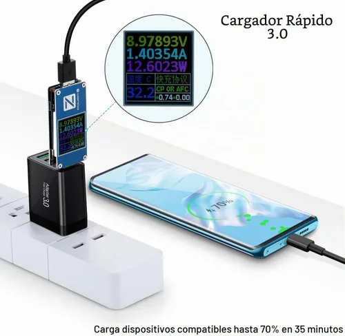 Vista 2 de Cargador de pared 3.0 de carga rápida, bloque de cargador USB de 4 puertos, enchufe USB múltiple negro(Black (4-Port))