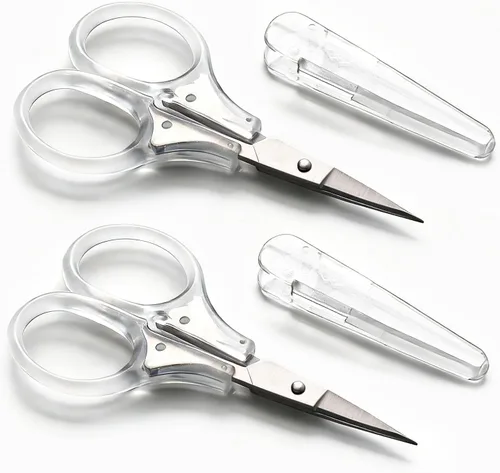 Vista 9 de SCAIKTIG Tijeras pequeñas para manualidades, tijeras de viaje pequeñas de 3 pulgadas que cumplen con la Tsa con tapa, tijeras afiladas para todo
