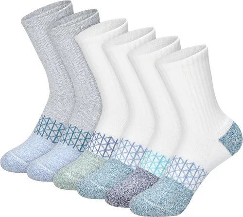 Vista 6 de Hanes Calcetines para niño, tobillos, tripulación y invisibles, paquete de 6, calcetines deportivos acolchados Absolute Active para niños, absorben