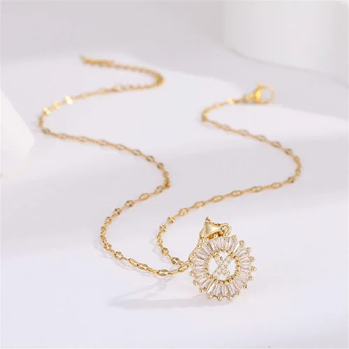 Vista 2 de Ailiessy Delicados collares con dije de inicial redonda, circonita hueca, collar de letras huecas para mujeres, adolescentes, regalos del día