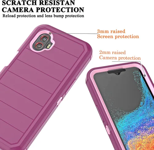 Vista 13 de Funda para Galaxy Xcover 6 Pro con protector de pantalla integrado, a prueba de caídas, funda duradera de 3 capas, a prueba de golpes, funda de goma