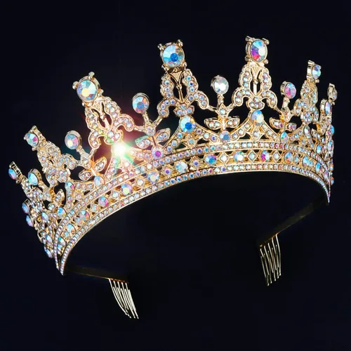 Vista 7 de Corona de oro 2411, 1 unidad (paquete de 1), Aleación dura, diamantes de imitación