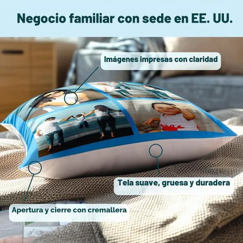 Vista 5 de Fabric Textile Products Almohada personalizada - Fabricada en EE. UU. - Almohadas personalizadas con imágenes o texto - Almohada de sofá - Regalo