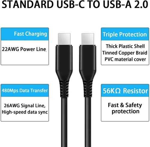 Vista 4 de PD - Cable de carga rápida de 6 pies de largo, compatible con Samsung Galaxy A73, A54, A53, A33, A23, A14, A13, A03s, cable de alimentación