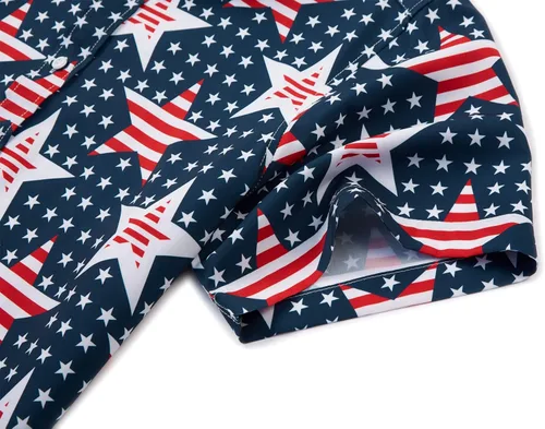 Vista 4 de GRTXIN Mens American Flag Shirt - Patriotic Shirts for Men Short Sleeve Button Down Hawaiian Shirts