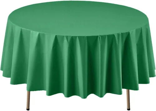 Vista 23 de Party Essentials Mantel redondo de plástico desechable de 84 pulgadas, 3 unidades, color negro