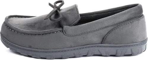 Vista 3 de LazyStep Pantuflas tipo mocasín de microgamuza para hombre, para interiores y exteriores, con espuma viscoelástica cómoda