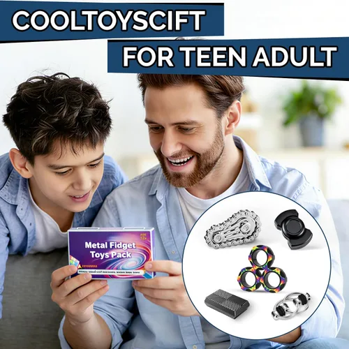 Vista 6 de 5 piezas de juguetes sensoriales de metal para adultos y adolescentes, deslizador magnético giratorio, artículos sensoriales para aliviar el estrés