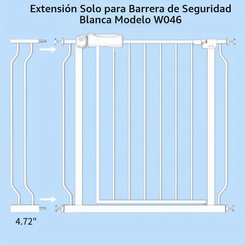Vista 3 de Fairy Baby Extensiones de 4.72 pulgadas para caminar a través de la puerta del bebé, cierre automático, color blanco