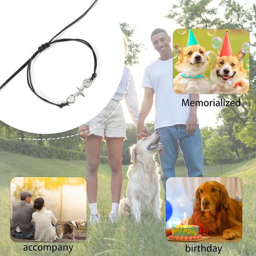 Vista 20 de PLwelth Pulseras de perro de cachorro para mujeres y hombres, regalos conmemorativos para amantes de las mascotas, regalos de amistad para ella, sus