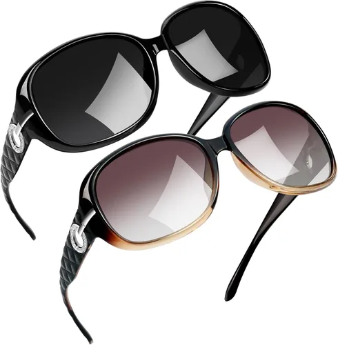 Vista 7 de Joopin Oversized Rectangle Sunglasses UV400 Protection Shades for Women Negro