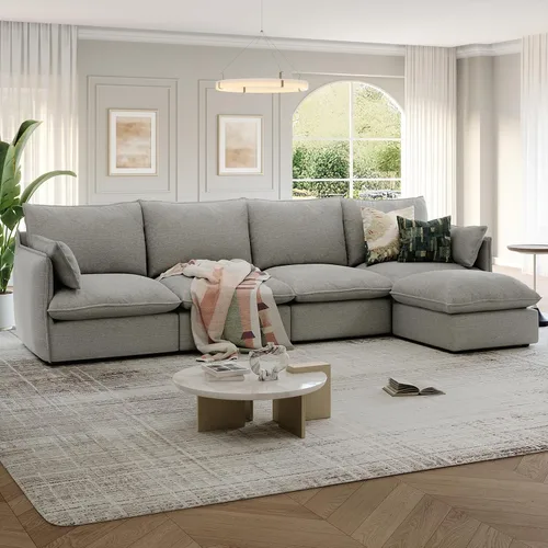 Vista 35 de Sofás modulares de 69.2 pulgadas para sala de estar, respaldo alto impermeable, sofá modular con relleno de plumón, sofá biplaza convertible
