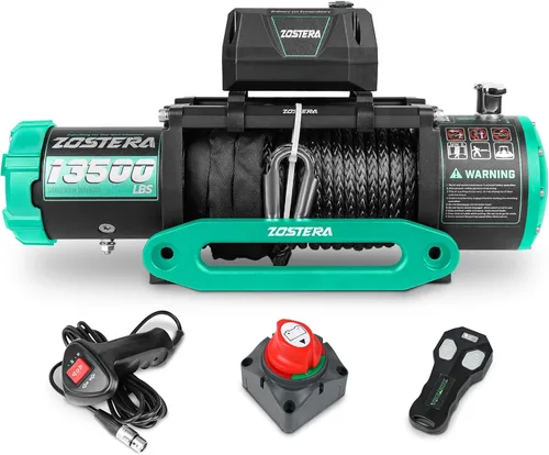 Vista 9 de Cabrestante de 2000 libras para ATV, con cable de acero, cabrestante ATV con interruptor de control remoto manual con cable, impermeable IP65