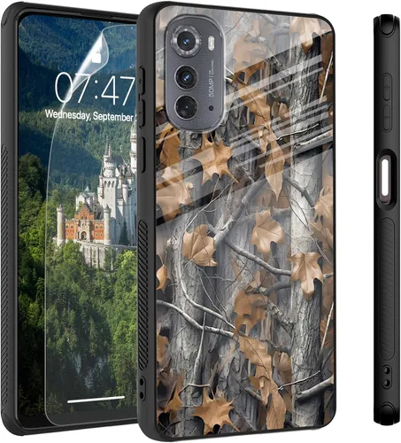 Vista 77 de Funda para Motorola Moto Edge 2022, cubierta trasera de vidrio templado con protector de pantalla, funda protectora a prueba de golpes para Motorola