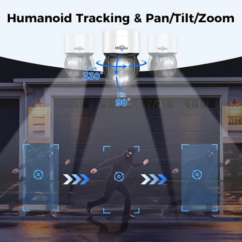Vista 2 de [Inclinación panorámica de 330° 90° + seguimiento humano] Sistema de cámara de seguridad Hiseeu 4K PoE, sistema de cámara de seguridad NVR con 8