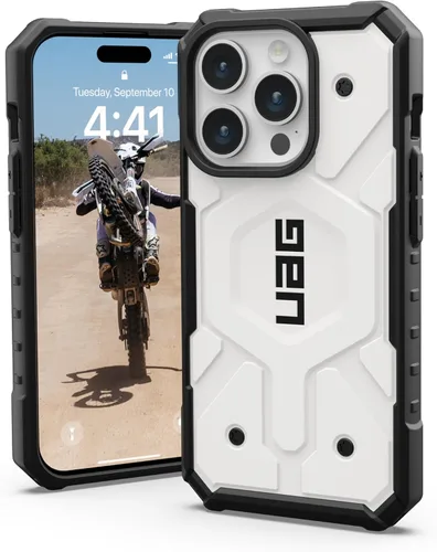 Vista 18 de URBAN ARMOR GEAR UAG Funda [Versión Actualizada] Compatible con iPhone 15 Pro 6.1" Pathfinder Transparente Ceniza/Negro Imán Integrado Compatible