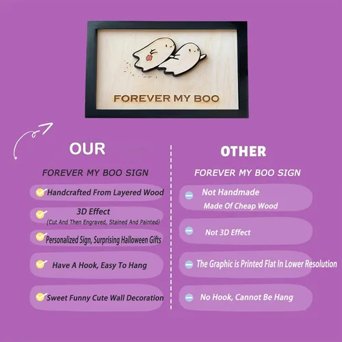 Vista 3 de Regalos personalizados para el día de San Valentín – Letrero de Forever My Boo, bonita decoración de fantasma, kawaii espeluznante, regalos